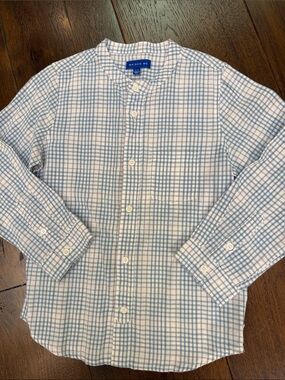 Maison Me - Boys' Blue / Gray Plaid Check Button-Down Shirt - Size: 6-7Y